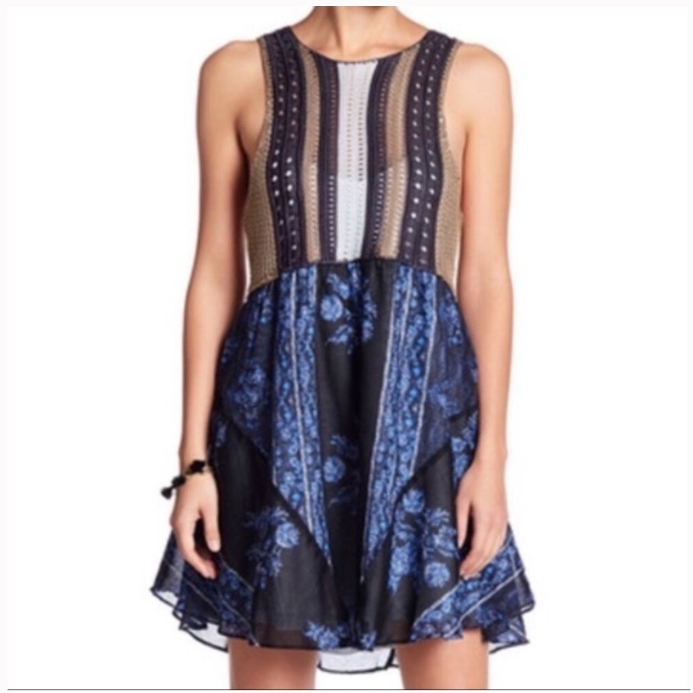Free People Katie’s Crochet-Bodice Mini Dress, NWT - Picture 1 of 8